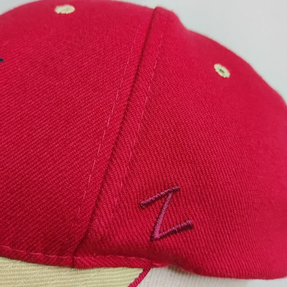 Vintage Zephyr PB PlayBall USA Red Tan Baseball Sports Cap Fitted Stretchfit